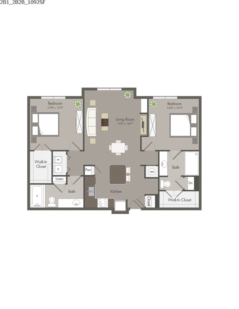 2B1A floor plan